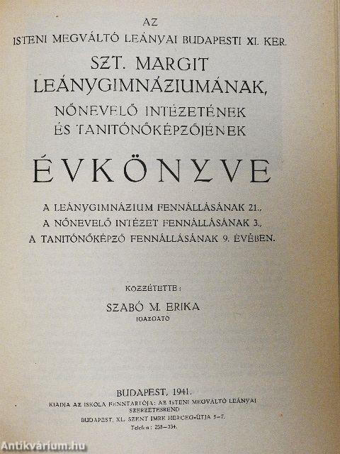 Szent Margit leánygimnázium értesítői