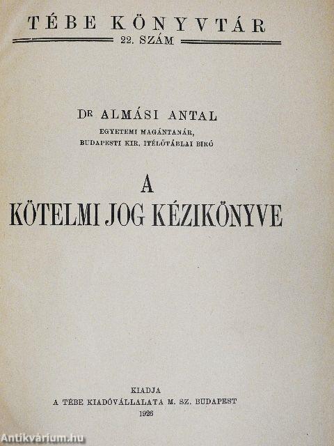 A kötelmi jog kézikönyve