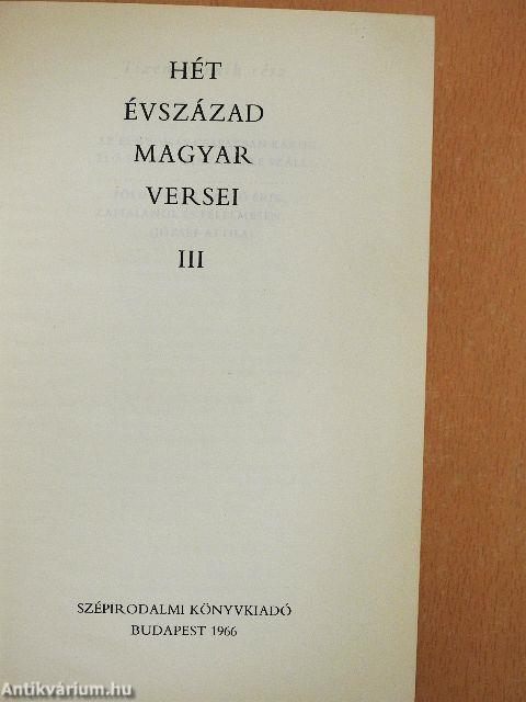 Hét évszázad magyar versei III. (töredék)