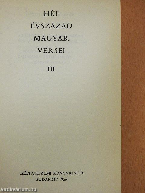 Hét évszázad magyar versei III. (töredék)