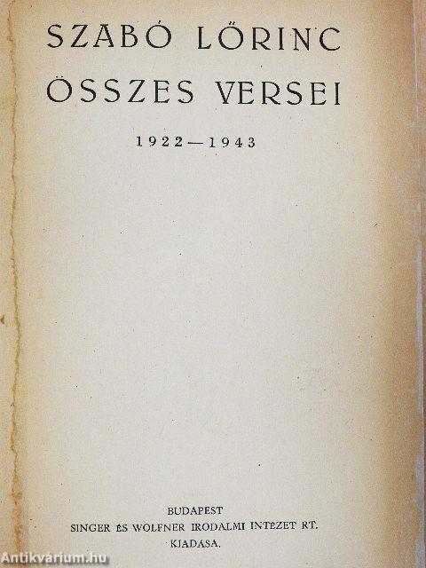Szabó Lőrinc összes versei