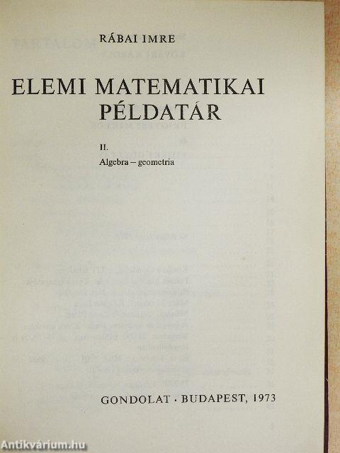 Elemi matematikai példatár II.