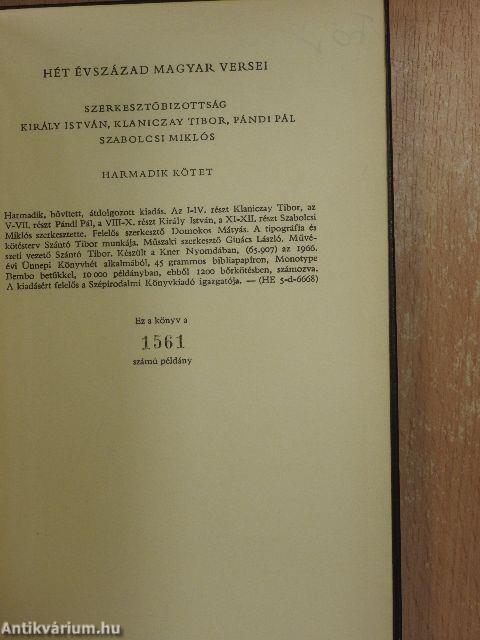 Hét évszázad magyar versei III. (töredék)