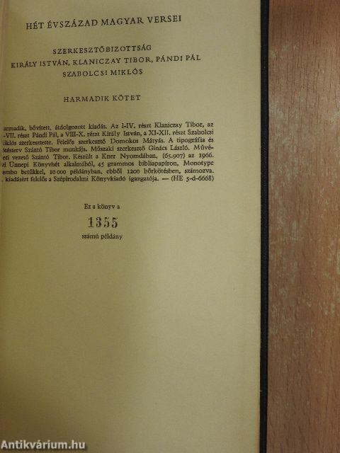 Hét évszázad magyar versei III. (töredék)