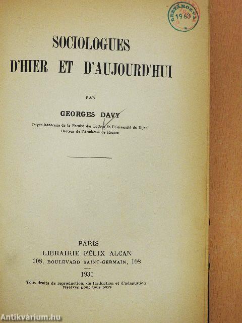 Sociologues d'hier et d'aujourd'hui