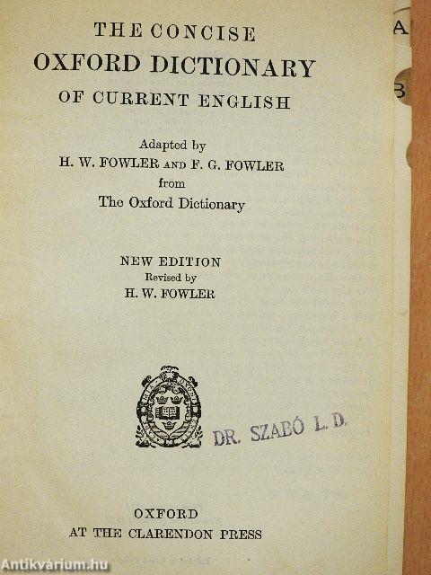 The Concise Oxford Dictionary of Current English