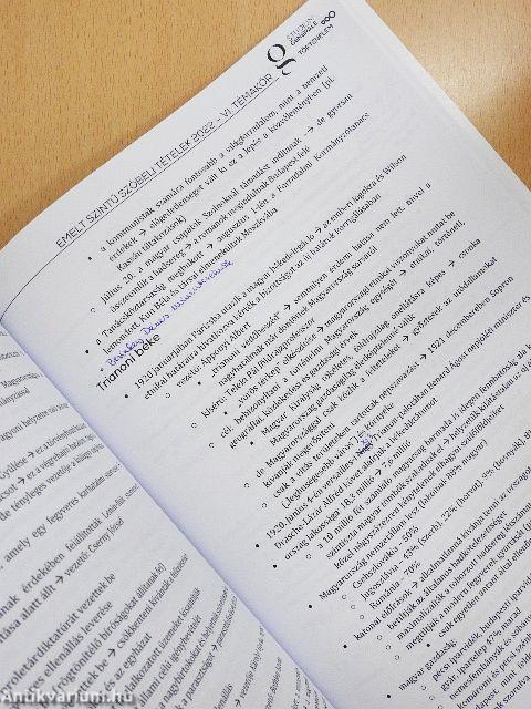 Emelt szóbeli tételek 2022 - Történelem szekció