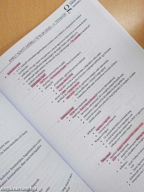 Emelt szóbeli tételek 2022 - Történelem szekció