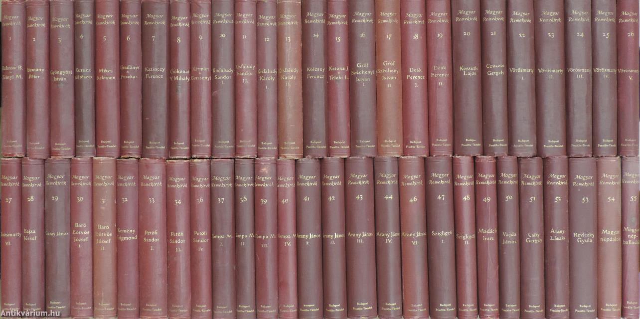 "53 kötet a Magyar Remekirók sorozatból (nem teljes sorozat)"
