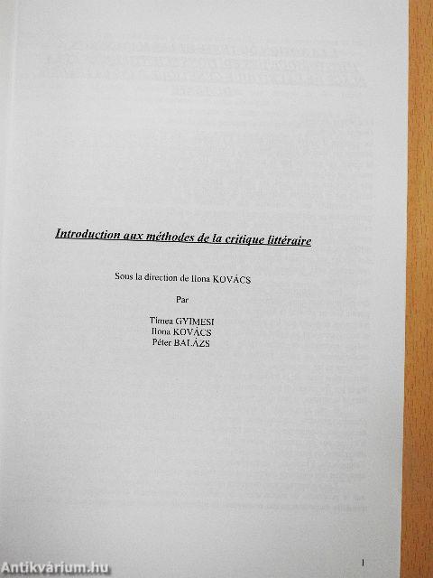 Introduction aux méthodes des études littéraires