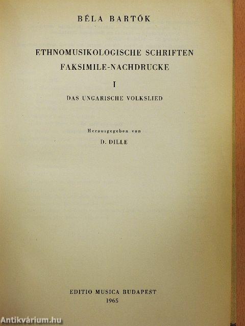 Ethnomusikologische Schriften Faksimile-Nachdrucke I.
