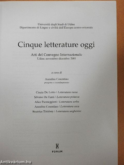 Cinque letterature oggi