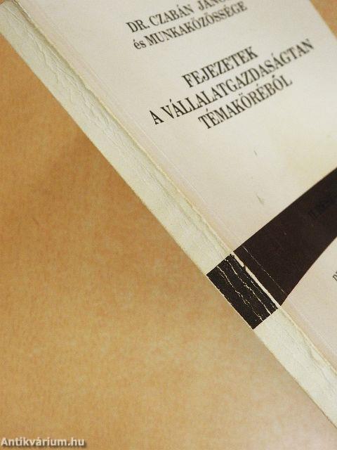 Fejezetek a vállalatgazdaságtan témaköréből II./Tartós tőkejavak a vállalati gazdálkodásban