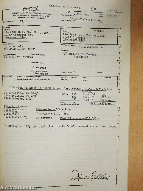 A külkereskedelem technikája és szervezése XIV.