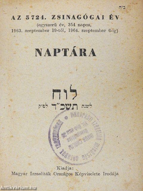 Az 5724. zsinagógai év naptára