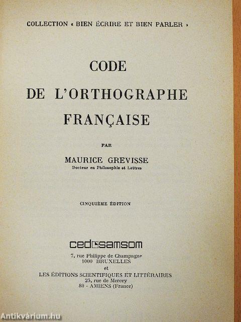 Code de l'orthographe francaise