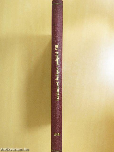 Tanulmányok Budapest multjából VIII.