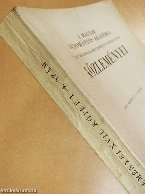 A Magyar Tudományos Akadémia Nyelv- és Irodalomtudományi Osztályának közleményei XVII/1-4.