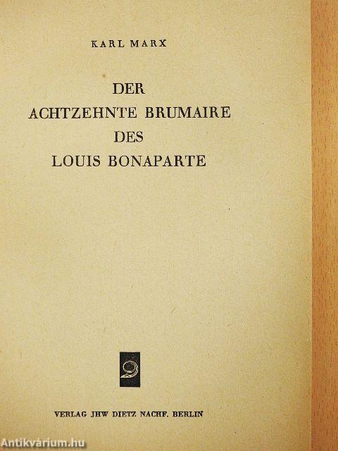 Der Achtzehnte Brumaire des Louis Bonaparte