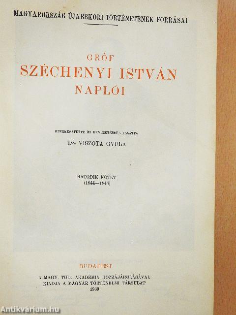 Gróf Széchenyi István naplói VI.