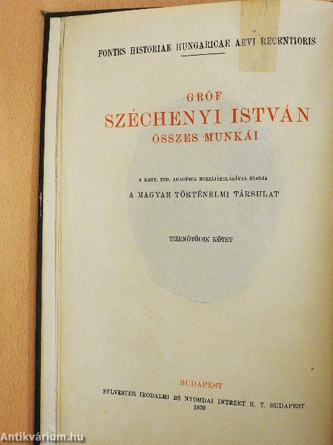Gróf Széchenyi István naplói VI.