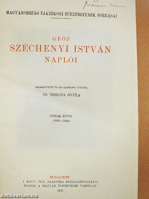 Gróf Széchenyi István naplói V.