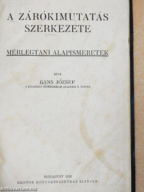 A zárókimutatás szerkezete