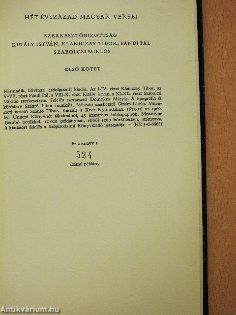 Hét évszázad magyar versei I-III.