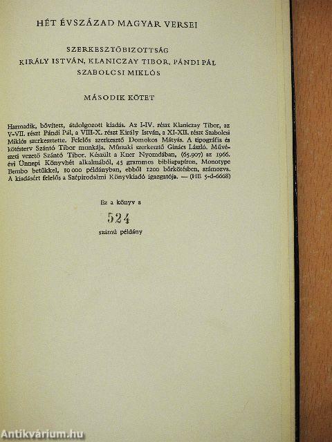 Hét évszázad magyar versei I-III.