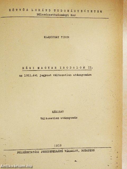 Régi magyar irodalom II.