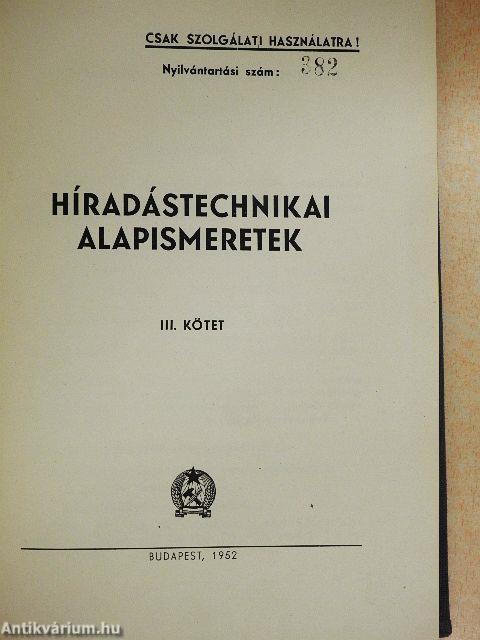Híradástechnikai alapismeretek III.