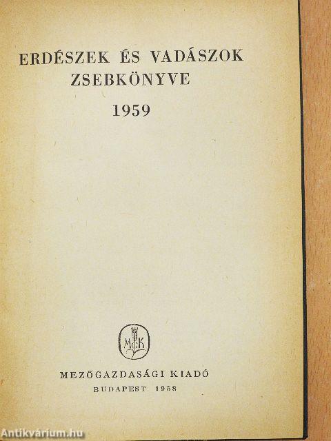 Erdészek és vadászok zsebkönyve 1959