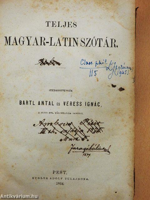 Teljes magyar-latin szótár