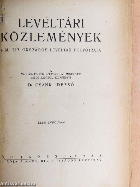 Levéltári Közlemények 1923-1945. I-VII.