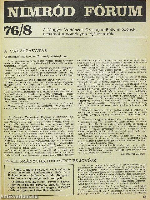 Nimród Fórum/MAVOSZ közlemények 1976-1980. (vegyes számok) (27db)