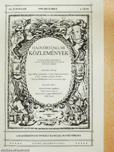 Hadtörténelmi Közlemények 1998. december