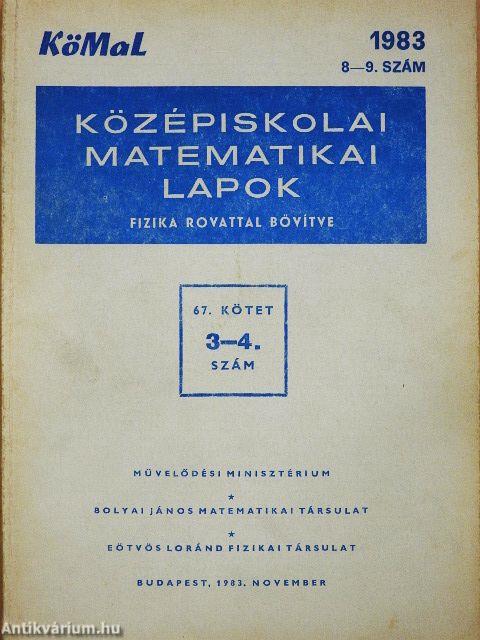 Középiskolai matematikai lapok 1983/8-9.