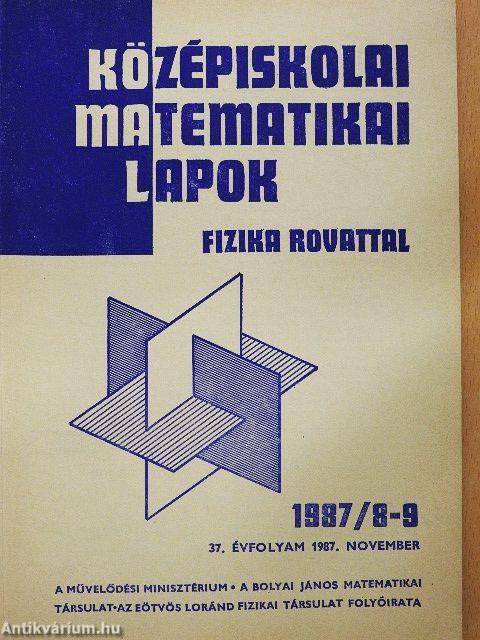 Középiskolai matematikai lapok 1987. november