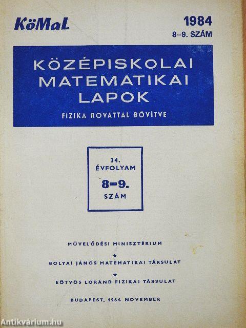 Középiskolai matematikai lapok 1984/8-9.