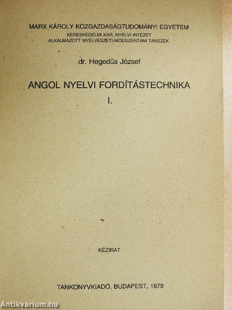Angol nyelvi fordítástechnika I.