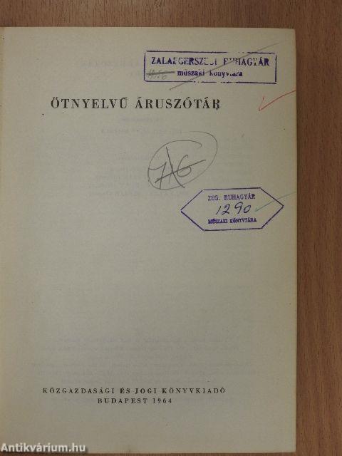 Ötnyelvű áruszótár