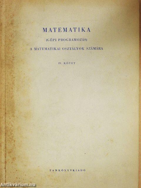 Matematika IV.