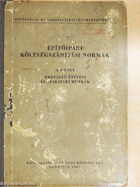 Építőipari költségszámítási normák 4.