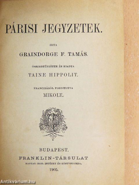 Párisi jegyzetek/Sterne érzékeny utazásai