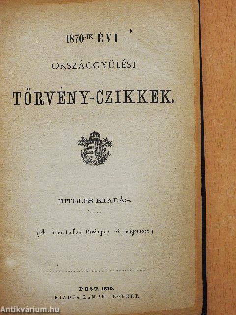 1870-ik évi országgyülési törvény-czikkek