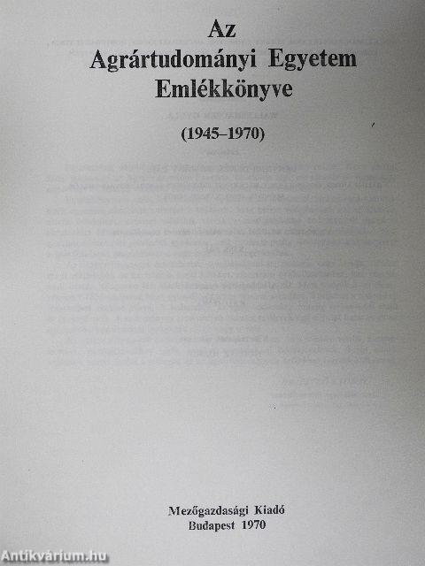 Az Agrártudományi Egyetem Emlékkönyve