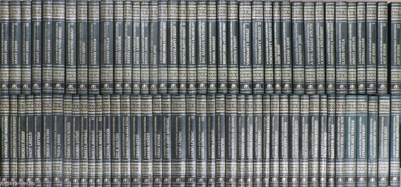 "80 kötet A magyar költészet kincsestára sorozatból (nem teljes sorozat)"