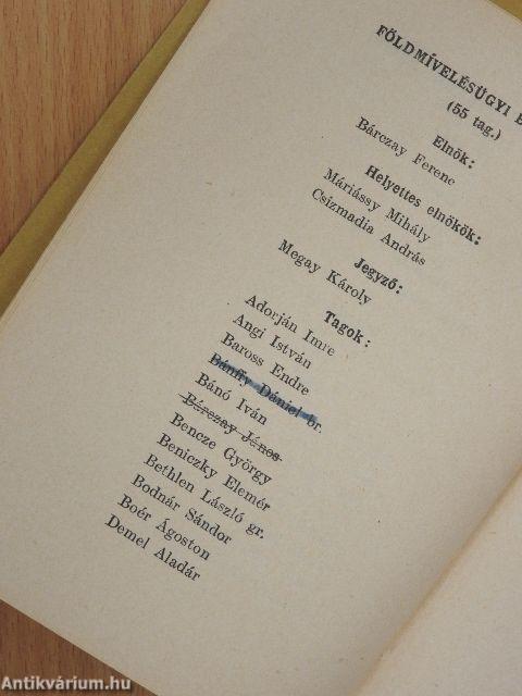 Az 1939. évi június hó 10-ére összehívott országgyűlés képviselőházának bizottságai a harmadik ülésszakban