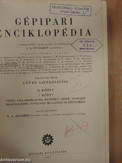 Gépipari enciklopédia 8. kötet 1. könyv