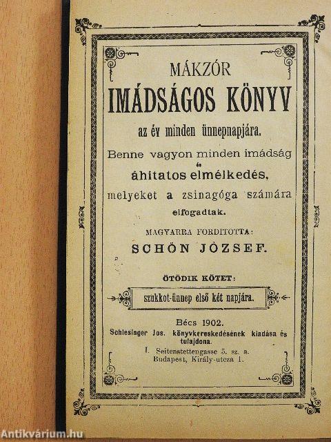 Mákzór imádságos könyv az év minden ünnepnapjára V.